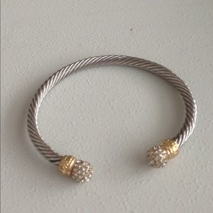 Bracelet with Crystal Ends with Rope look Braiding